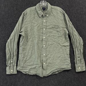 J. Crew Shirt Mens Large Olive Green Linen Button Down Chest Pocket Casual AL179